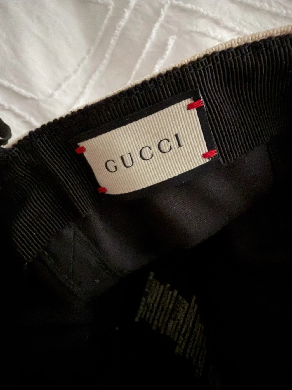 NEW Gucci Black Visor Cap with Beige Logo Band